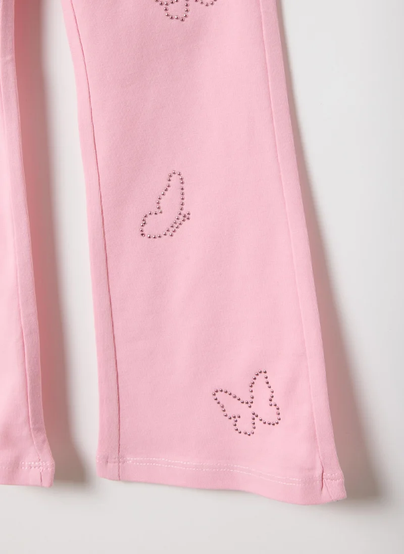 Ovs  OVS Pink Stretch Cotton Slim Fit Leggings For Girls With Decorations for Women | Best Price UAE